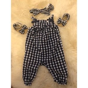 Brand New Cat & Jack Plaid Jumper w/shoes & bow
